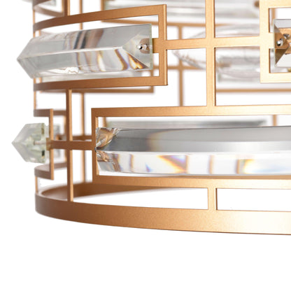 Lampadario Anita Drum Shade con prisma in vetro trasparente