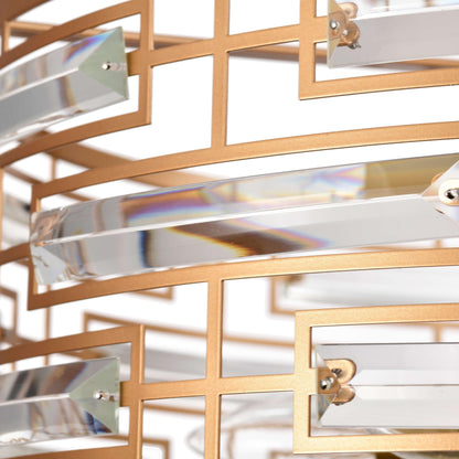 Lampadario Anita Drum Shade con prisma in vetro trasparente