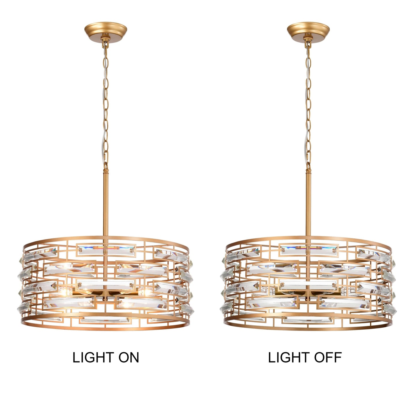 Lampadario Anita Drum Shade con prisma in vetro trasparente