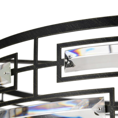 Lampadario Anita Drum Shade con prisma in vetro trasparente