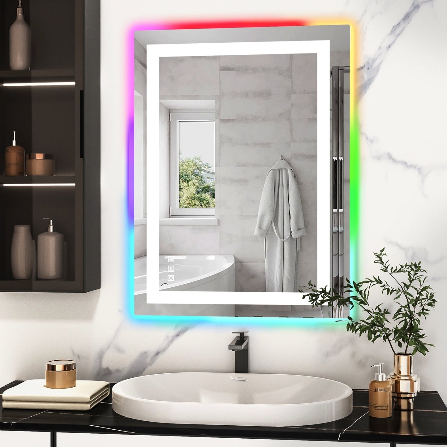 Specchio da bagno antiappannamento retroilluminato RGB e frontale a LED