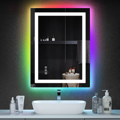 Specchio da bagno antiappannamento retroilluminato RGB e frontale a LED