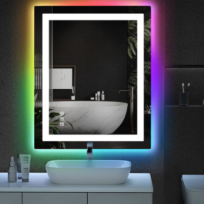 Specchio da bagno antiappannamento retroilluminato RGB e frontale a LED