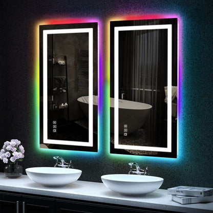 Specchio da bagno antiappannamento retroilluminato RGB e frontale a LED