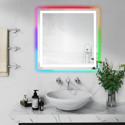 Specchio da bagno antiappannamento retroilluminato RGB e frontale a LED