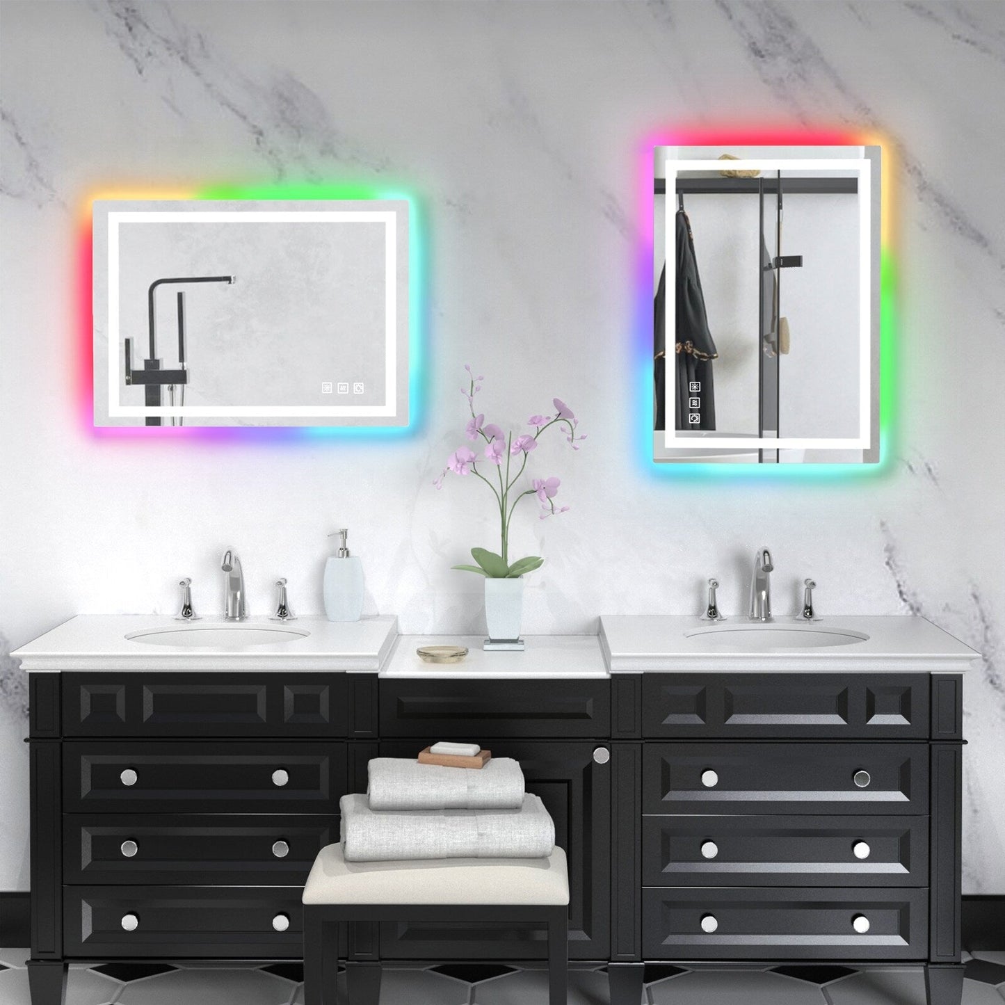 Specchio da bagno antiappannamento retroilluminato RGB e frontale a LED