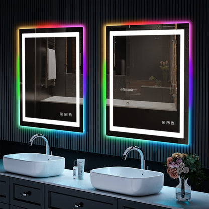 Specchio da bagno antiappannamento retroilluminato RGB e frontale a LED