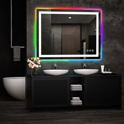 Specchio da bagno antiappannamento retroilluminato RGB e frontale a LED