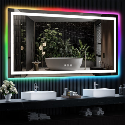 Specchio da bagno antiappannamento retroilluminato RGB e frontale a LED
