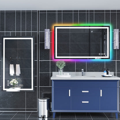 Specchio da bagno antiappannamento retroilluminato RGB e frontale a LED