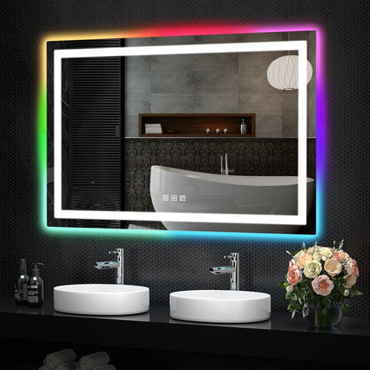 Specchio da bagno antiappannamento retroilluminato RGB e frontale a LED