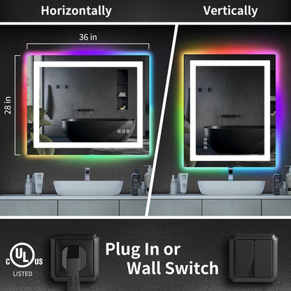 Specchio da bagno antiappannamento retroilluminato RGB e frontale a LED