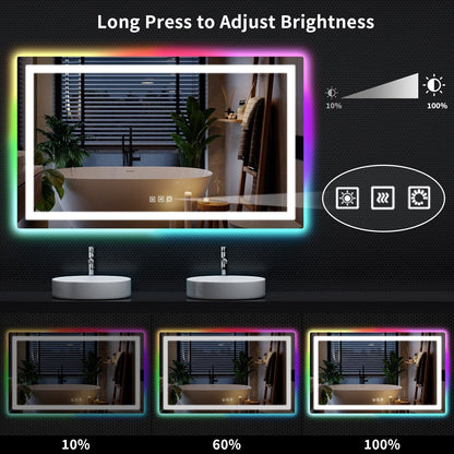 Specchio da bagno antiappannamento retroilluminato RGB e frontale a LED