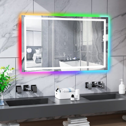 Specchio da bagno antiappannamento retroilluminato RGB e frontale a LED