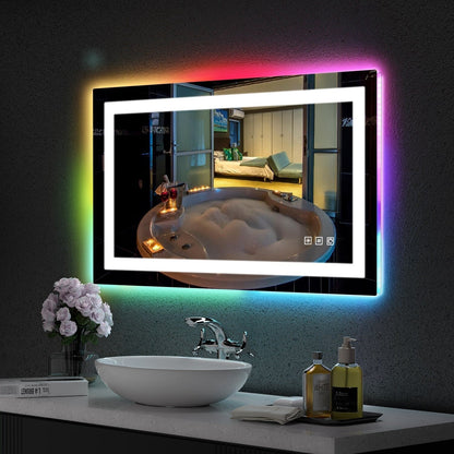Specchio da bagno antiappannamento retroilluminato RGB e frontale a LED