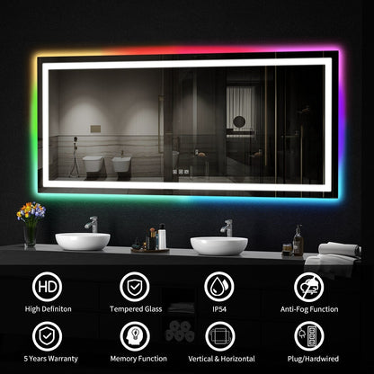 Specchio da bagno antiappannamento retroilluminato RGB e frontale a LED