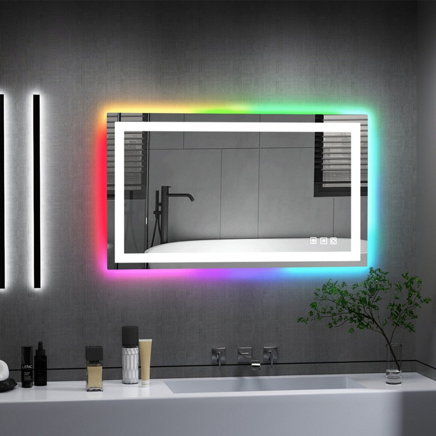 Specchio da bagno antiappannamento retroilluminato RGB e frontale a LED