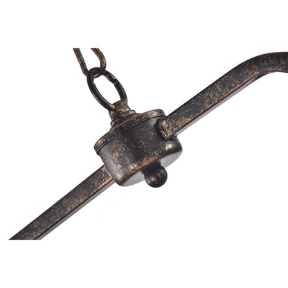 Lampada da cucina rettangolare a 6 luci in bronzo antico con cristalli pendenti - Bronzo antico