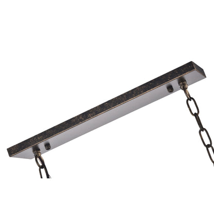 Lampada da cucina rettangolare a 6 luci in bronzo antico con cristalli pendenti - Bronzo antico