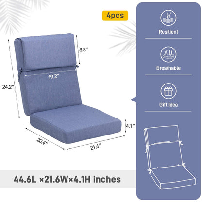 Set di 4 cuscini per sedia con schienale alto Aoodor Patio, 46x21x4 pollici (solo cuscini)