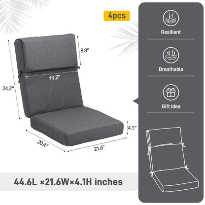 Set di 4 cuscini per sedia con schienale alto Aoodor Patio, 46x21x4 pollici (solo cuscini)