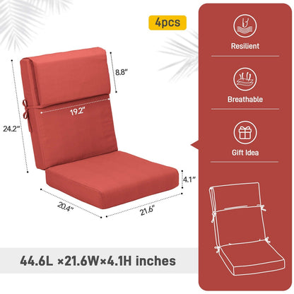 Set di 4 cuscini per sedia con schienale alto Aoodor Patio, 46x21x4 pollici (solo cuscini)