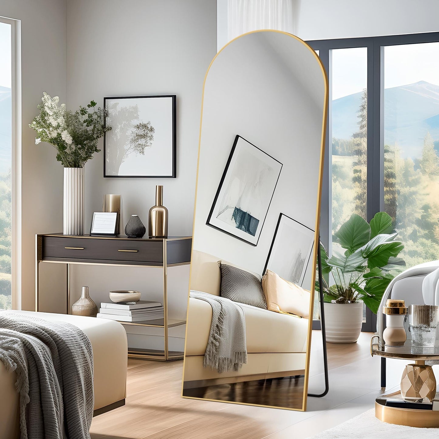 Specchio da terra e da parete a figura intera ad arco Dovelina