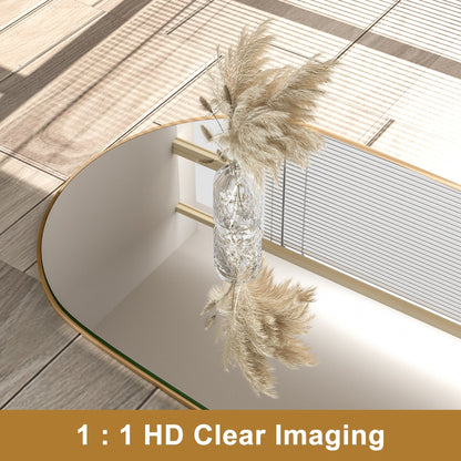 Specchio da pavimento in legno a figura intera ad arco, specchio da parete