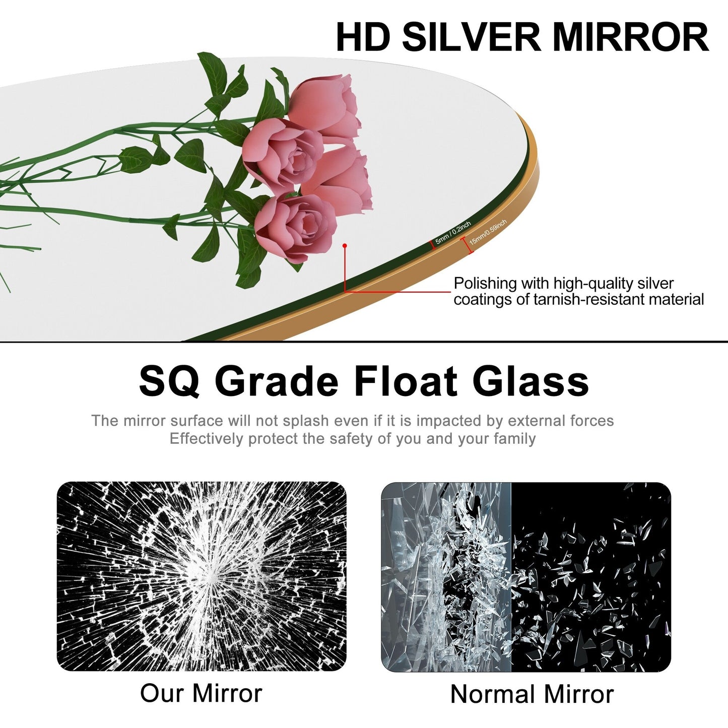 Specchio da pavimento in legno a figura intera ad arco, specchio da parete