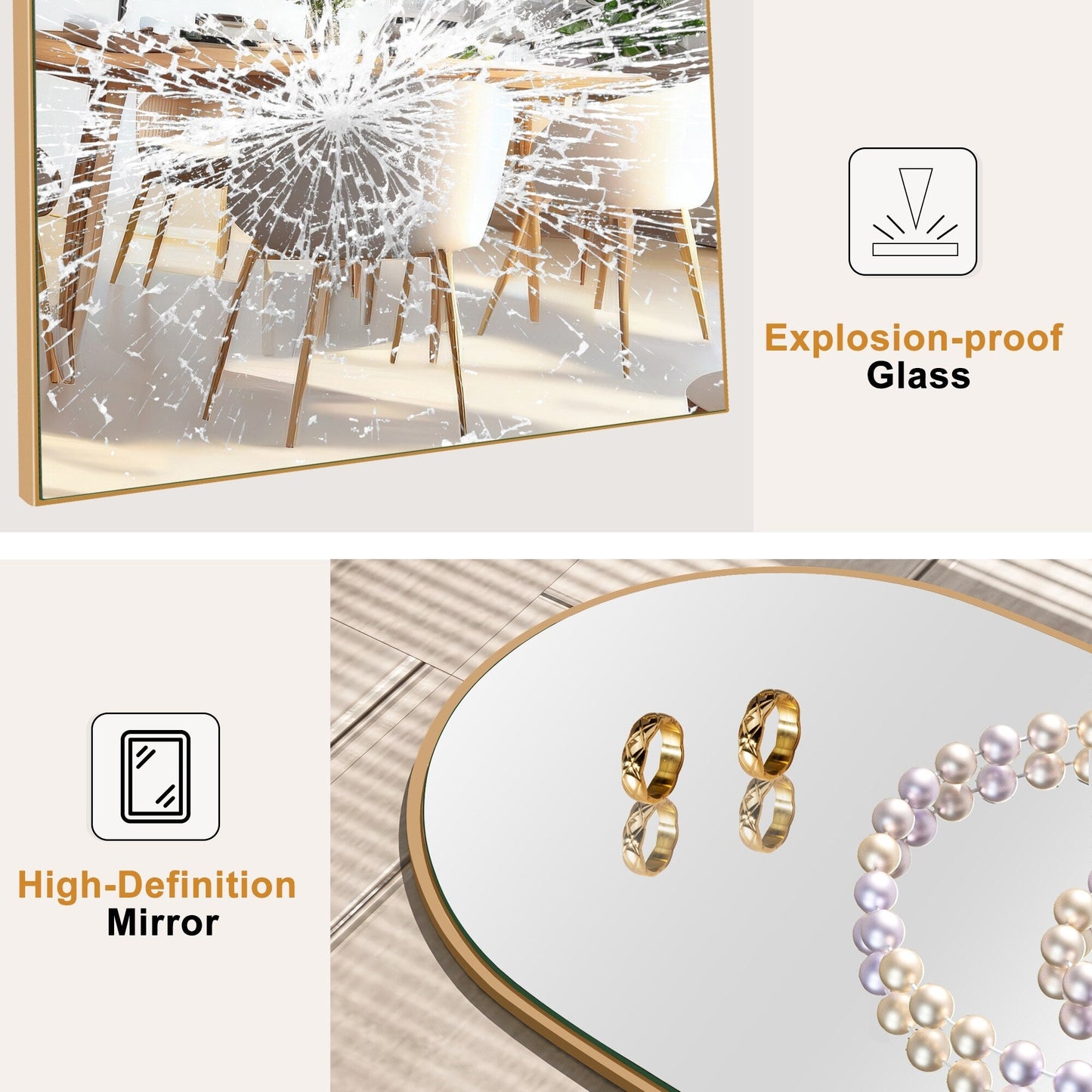 Specchio da pavimento in legno a figura intera ad arco, specchio da parete