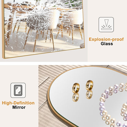 Specchio da pavimento in legno a figura intera ad arco, specchio da parete