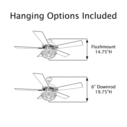 Ventilatore da soffitto Astrid River of Goods in bronzo lucidato a olio multicolore e vetro colorato a 3 luci da 52 pollici - 52 x 52 x 14,75/19,75