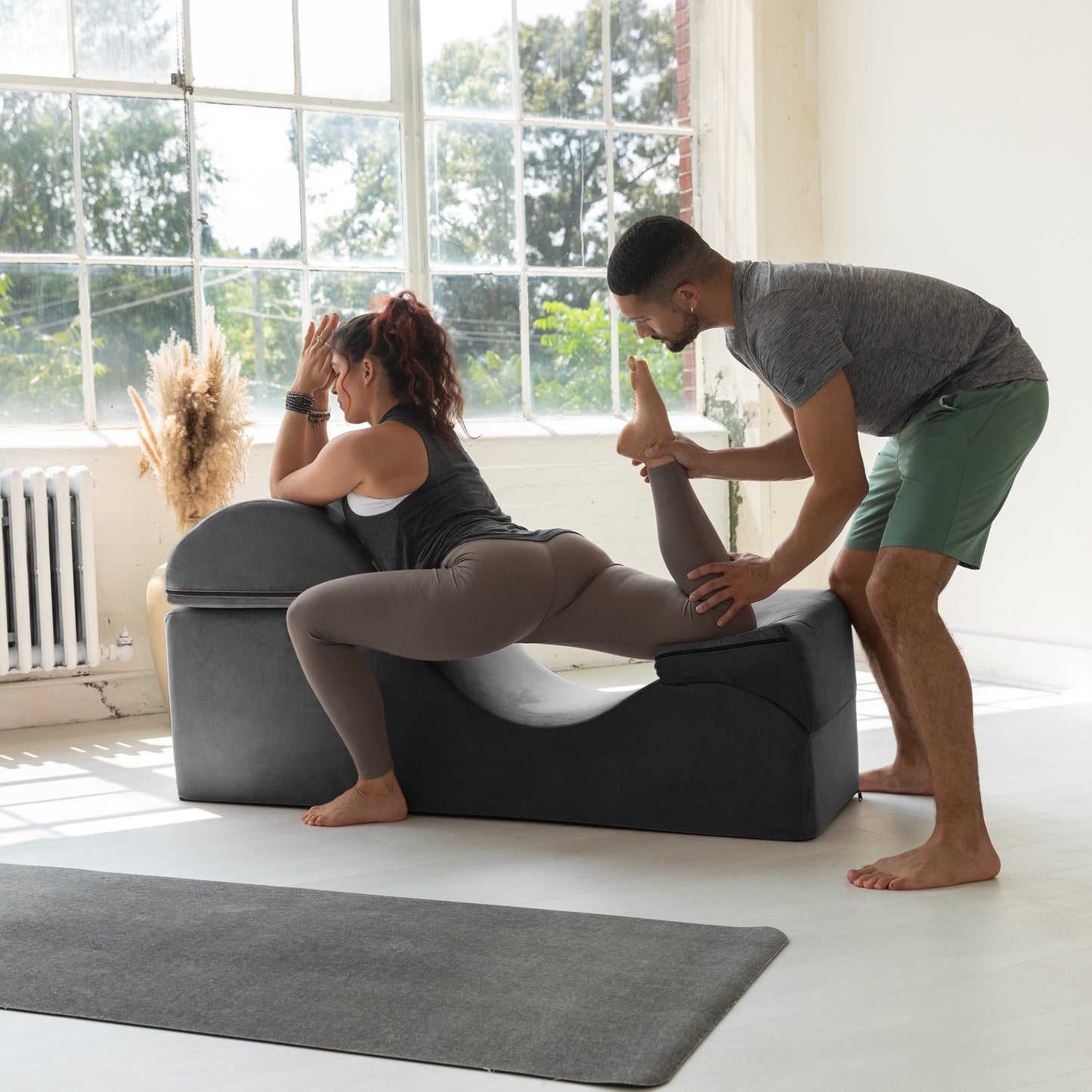 Chaise longue convertibile Avana Kami / Yoga e massaggio - Pouf 2 in 1 con poltrona yoga pieghevole nascosta, microvelluto - N/D