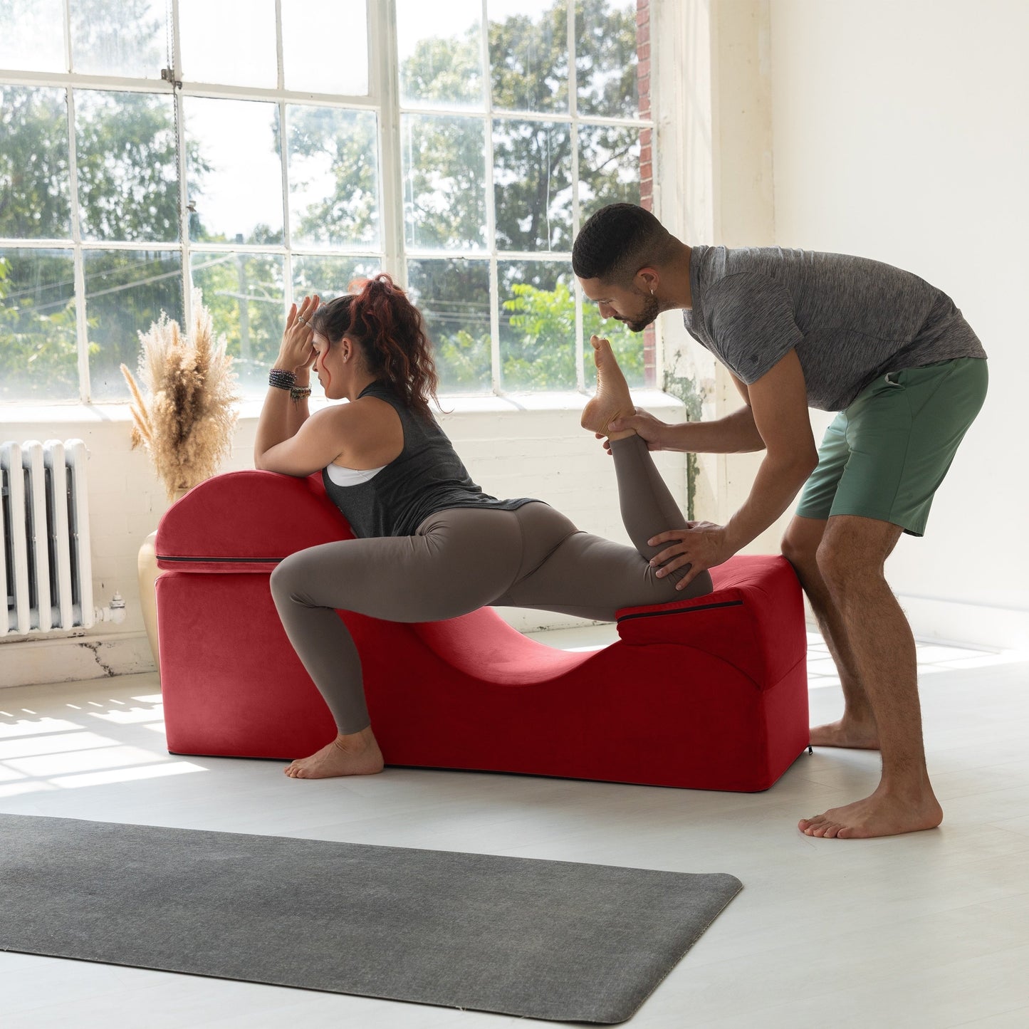 Chaise longue convertibile Avana Kami / Yoga e massaggio - Pouf 2 in 1 con poltrona yoga pieghevole nascosta, microvelluto - N/D