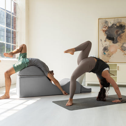 Chaise longue convertibile Avana Kami / Yoga e massaggio - Pouf 2 in 1 con poltrona yoga pieghevole nascosta, microvelluto - N/D