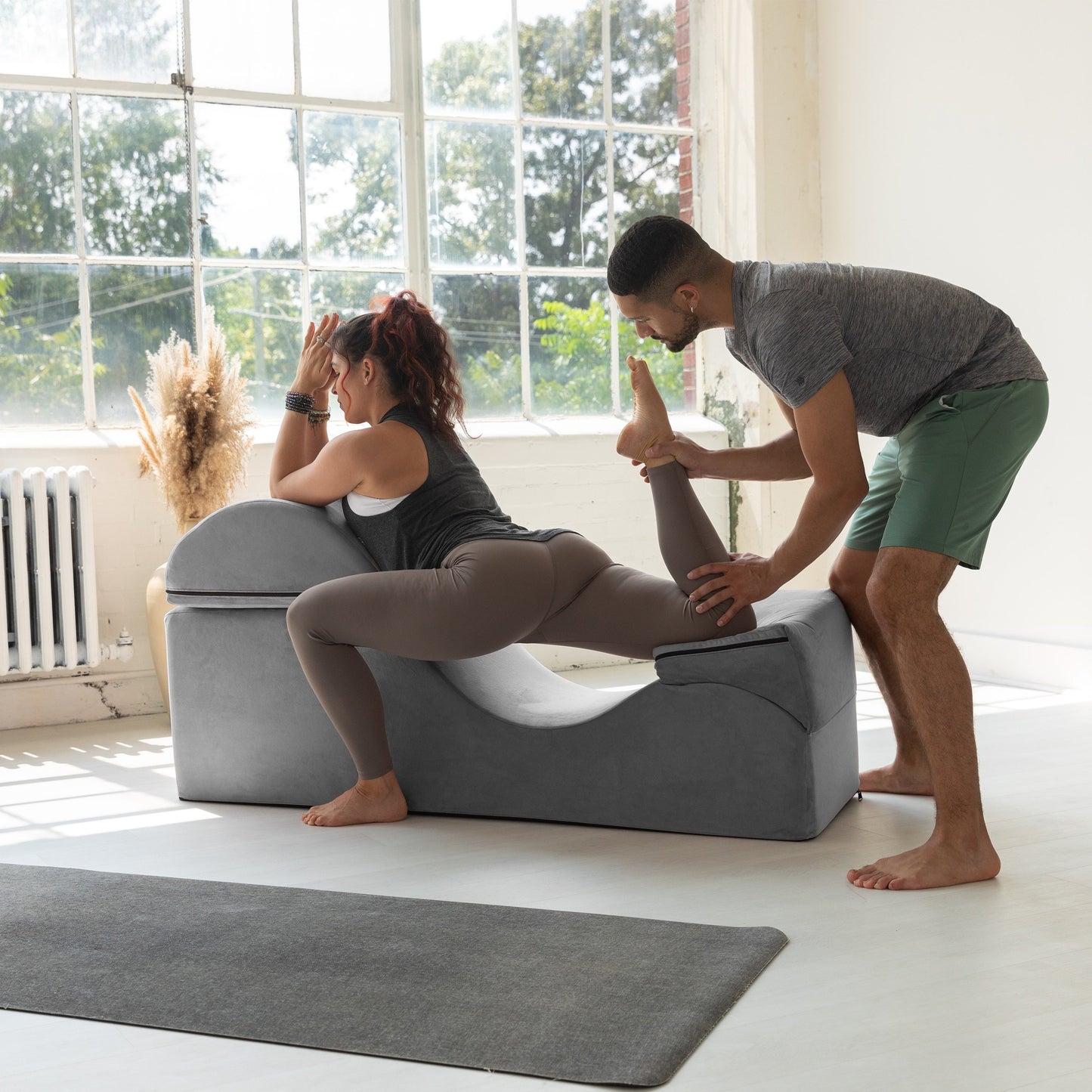 Chaise longue convertibile Avana Kami / Yoga e massaggio - Pouf 2 in 1 con poltrona yoga pieghevole nascosta, microvelluto - N/D