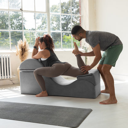 Chaise longue convertibile Avana Kami / Yoga e massaggio - Pouf 2 in 1 con poltrona yoga pieghevole nascosta, microvelluto - N/D