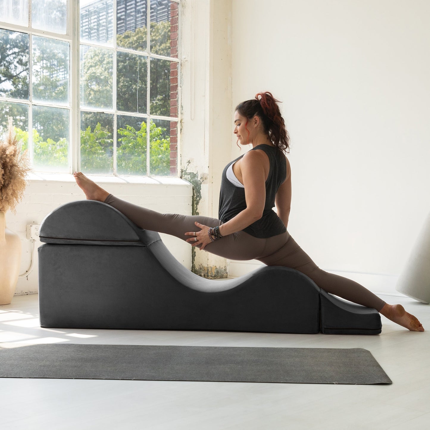 Chaise longue convertibile Avana Kami / Yoga e massaggio - Pouf 2 in 1 con poltrona yoga pieghevole nascosta, microvelluto - N/D