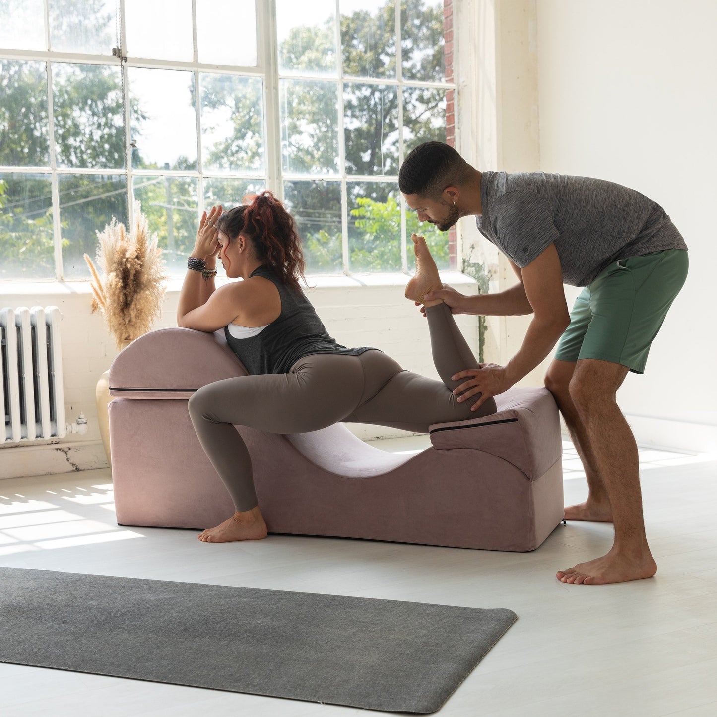 Chaise longue convertibile Avana Kami / Yoga e massaggio - Pouf 2 in 1 con poltrona yoga pieghevole nascosta, microvelluto - N/D