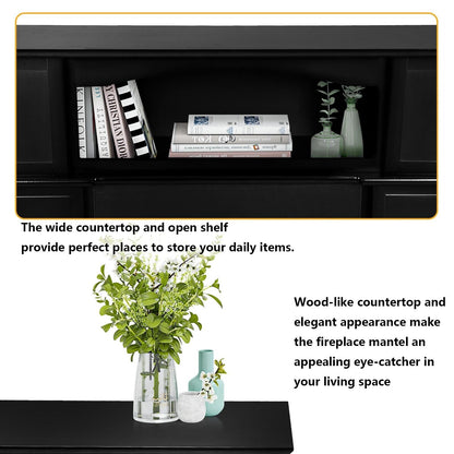 Camino elettrico BOSSIN 43 con mensola, inserto per camino elettrico da 23 pollici, mobile porta TV indipendente con camino in legno