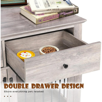 BOSSIN - Cuccia per cani di grandi dimensioni da 44 pollici, tavolino in legno con cassetti portaoggetti, cuccia decorativa per animali domestici