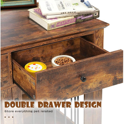 BOSSIN - Cuccia per cani di grandi dimensioni da 44 pollici, tavolino in legno con cassetti portaoggetti, cuccia decorativa per animali domestici