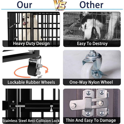 Trasportino per cani BOSSIN da 48/38 pollici, resistente e indistruttibile, a prova di fuga, con ruote bloccabili