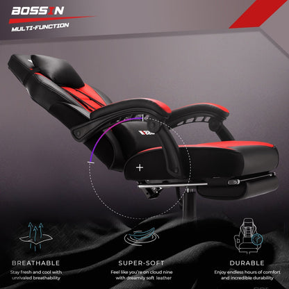 Sedia da gioco BOSSIN Racing Style, sedia da gioco alta e robusta da 300 libbre, sedia per computer con schienale alto