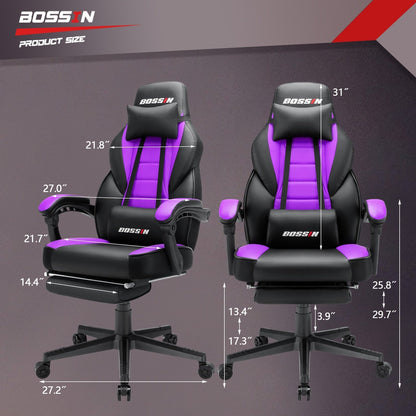 Sedia da gioco BOSSIN Racing Style, sedia da gioco alta e robusta da 300 libbre, sedia per computer con schienale alto