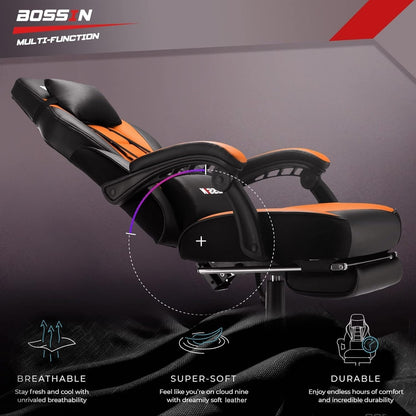 Sedia da gioco BOSSIN Racing Style, sedia da gioco alta e robusta da 300 libbre, sedia per computer con schienale alto