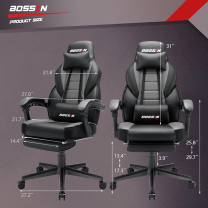 Sedia da gioco BOSSIN Racing Style, sedia da gioco alta e robusta da 300 libbre, sedia per computer con schienale alto