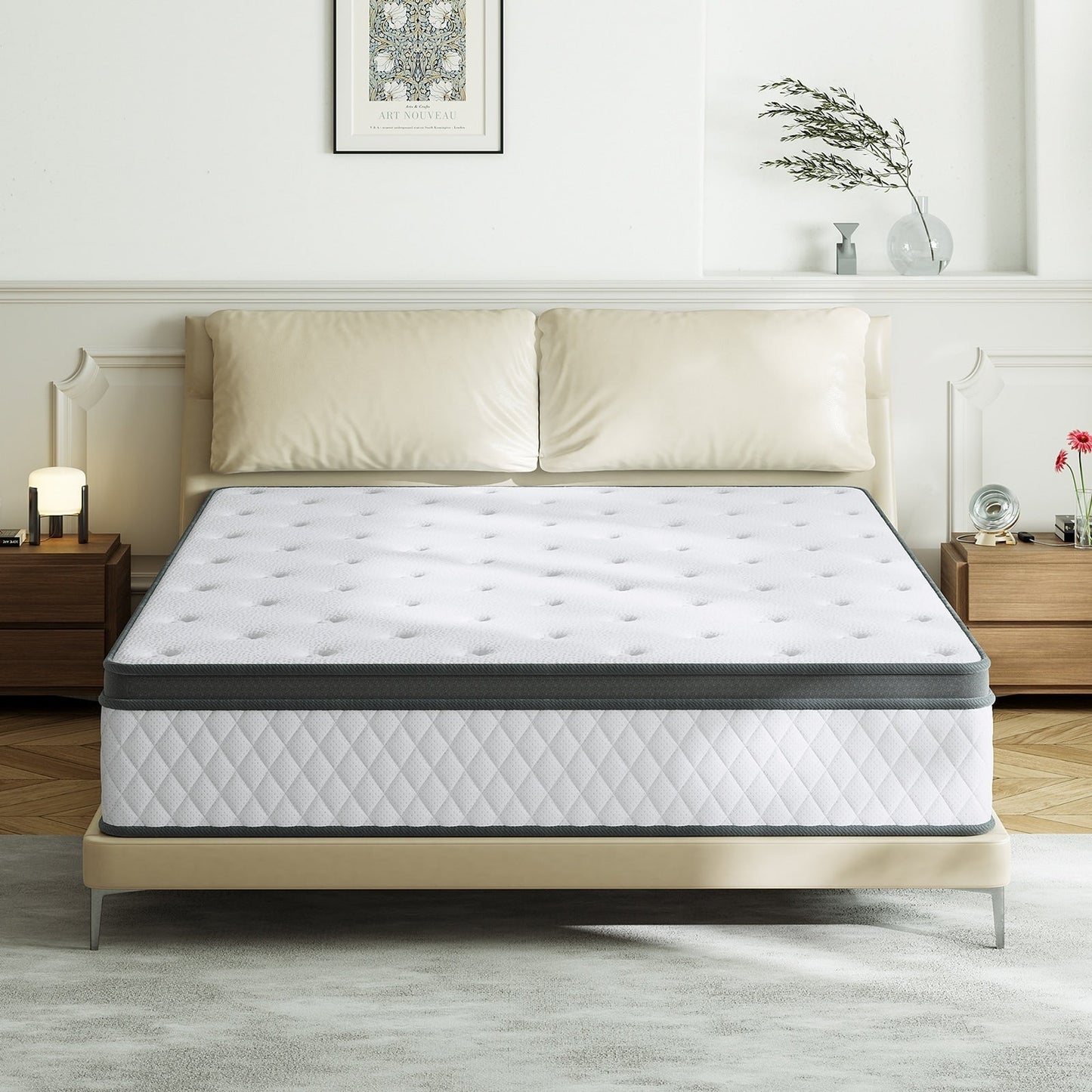 Materasso SweDrea in memory foam ibrido rigido da 12 pollici con certificazione CertiPUR-US e Oeko-TEX, dotato di molle rinforzate.