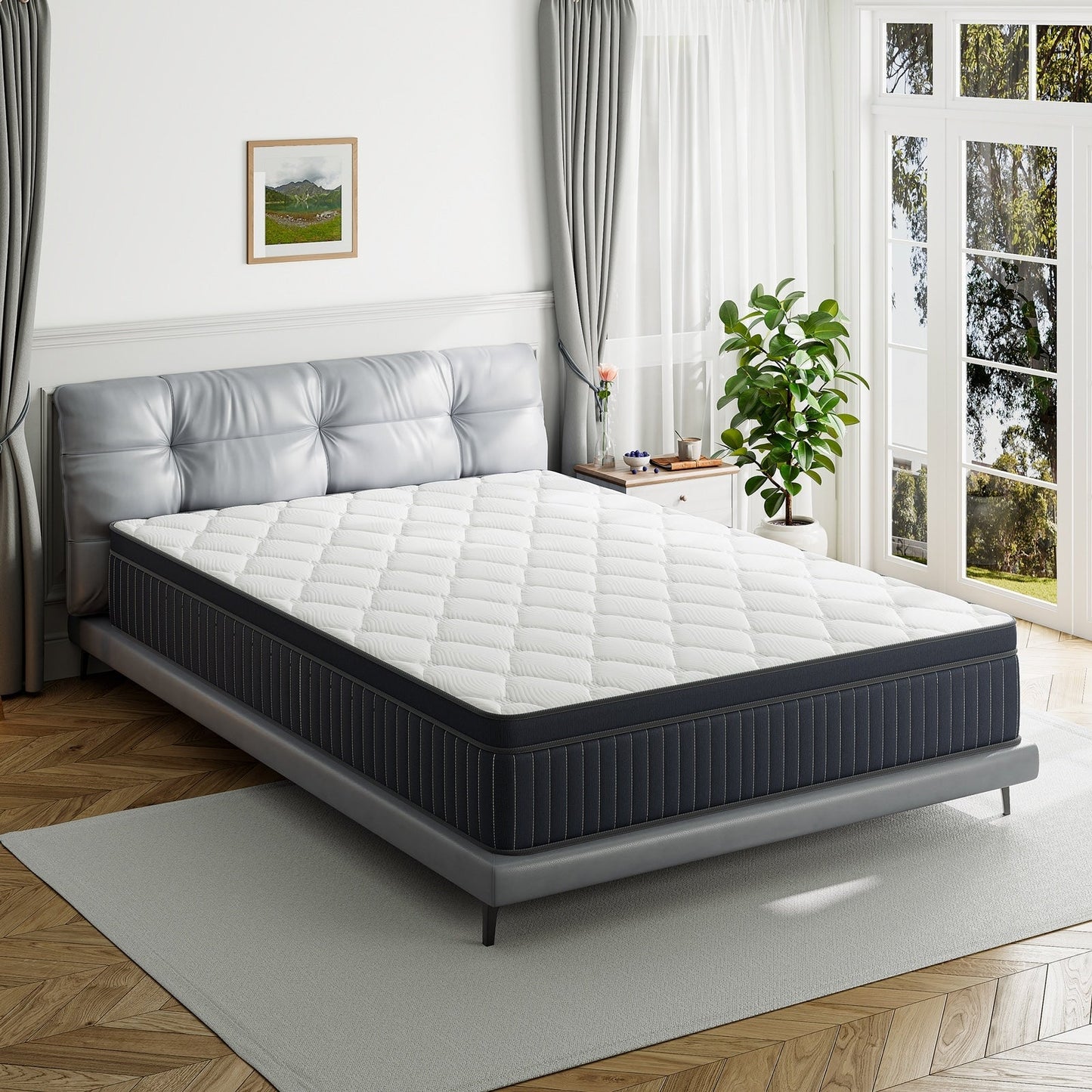 Materasso ibrido a molle insacchettate SweDrea da 12 pollici con memory foam in gel e pillow top di medie dimensioni, certificato CertiPUR-US, SGS e OEKO-TEX.