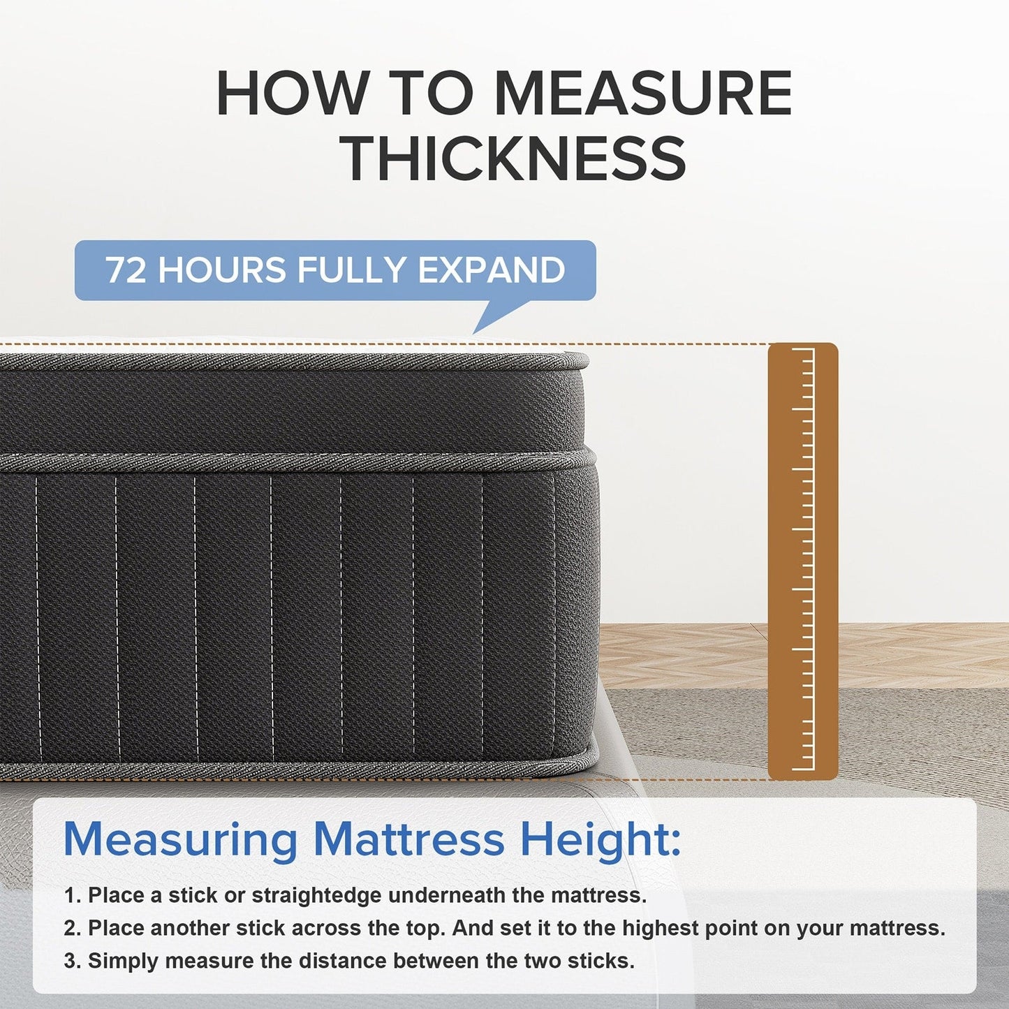 Materasso ibrido a molle insacchettate SweDrea da 12 pollici con memory foam in gel e pillow top di medie dimensioni, certificato CertiPUR-US, SGS e OEKO-TEX.